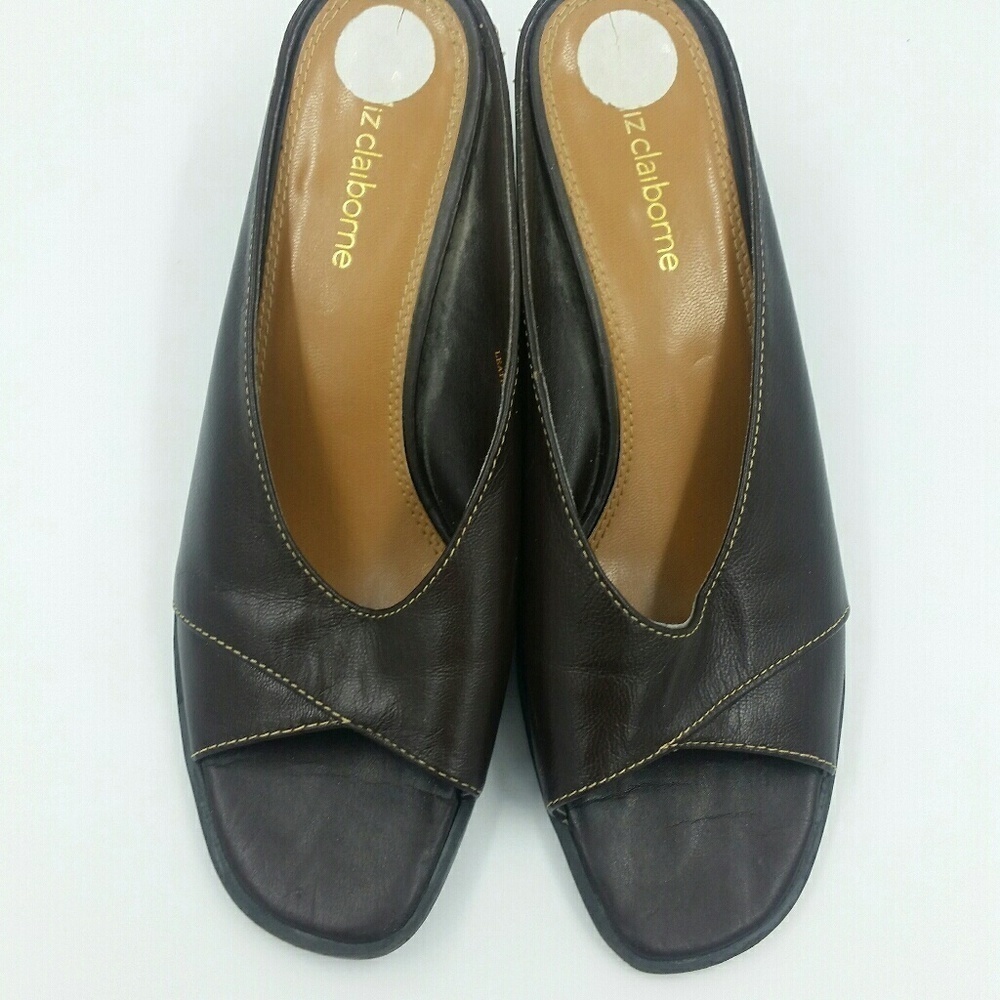 LIZ CLAIBORNE l Brown Leather Mules - Picture 5 of 8